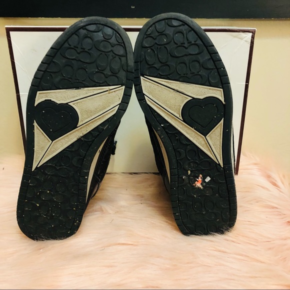 COACH - NORRA STYLE - BLACK SIGNATURE CANVAS & LEATHER WOMEN’S HIGHTOPS - SZ 7 - Picture 9 of 12